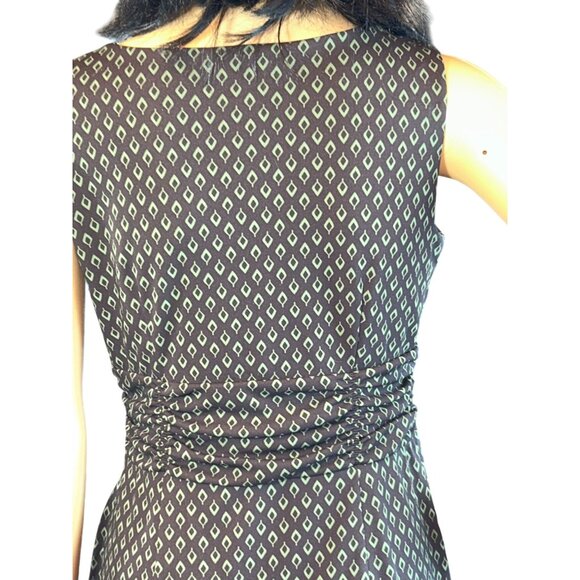LOFT Petites Sleeveless Geo Print Dress in Brown/Green Size 6P - Picture 9 of 9